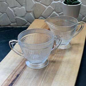 DOMINION GLASS | Hiawatha Pattern Glass Cream & Sugar Set